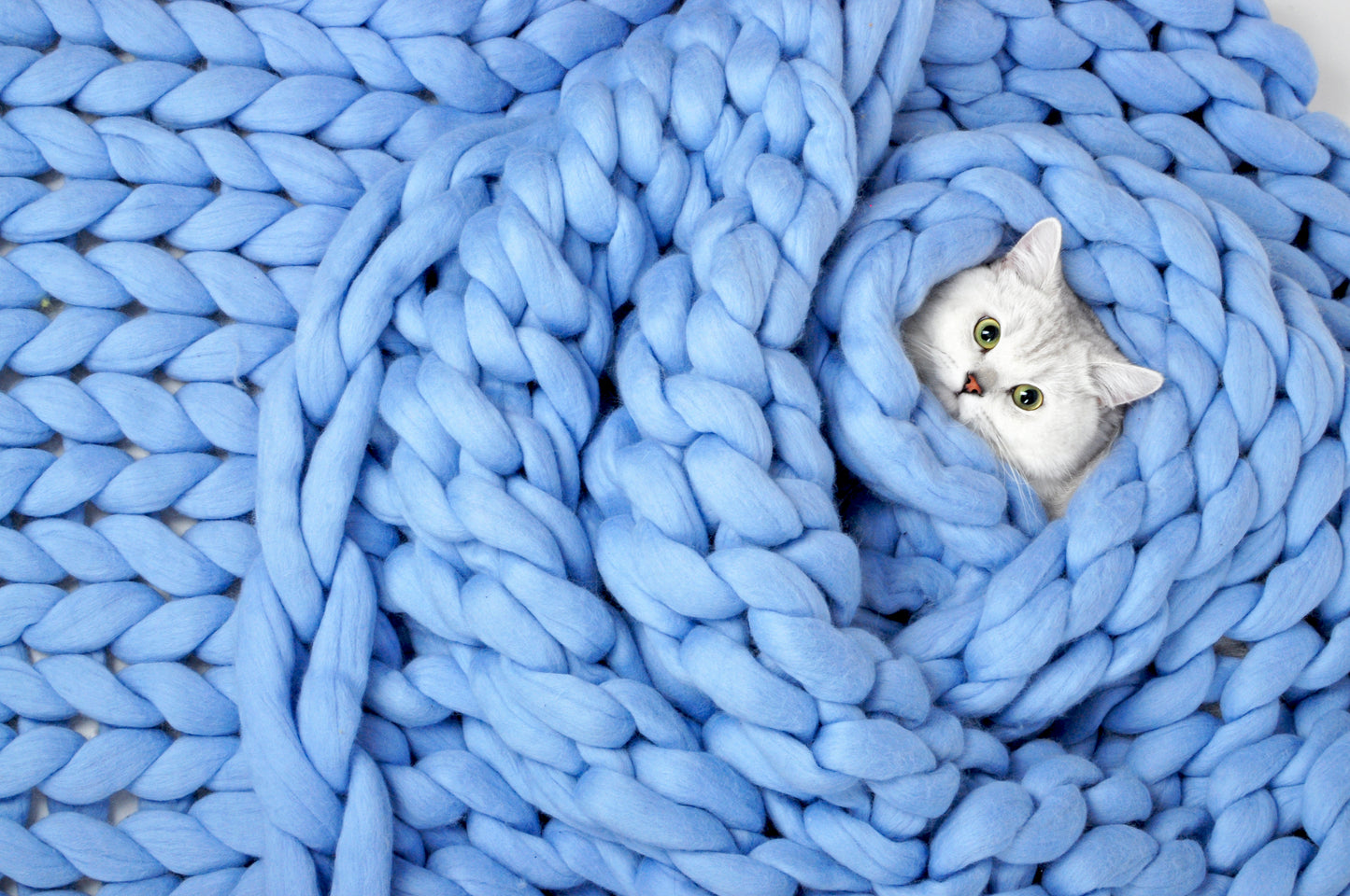 BloomKnit™- Cotton Chunky Weighted Blanket for Anxiety and Restful Sleep - Blue - Blanket & Bloom
