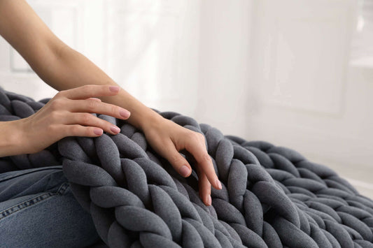 Bloomknit chunky knit weighted blanket for hot sleepers