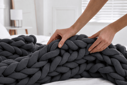 chunky cotton weighted blanket in midnight ash
