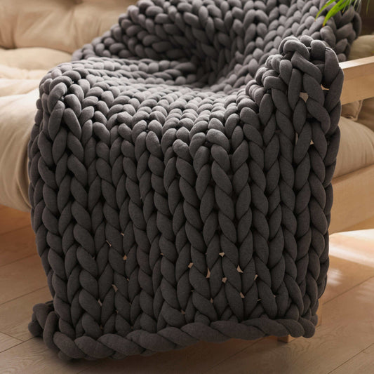BloomKnit hand knit weighted blanket