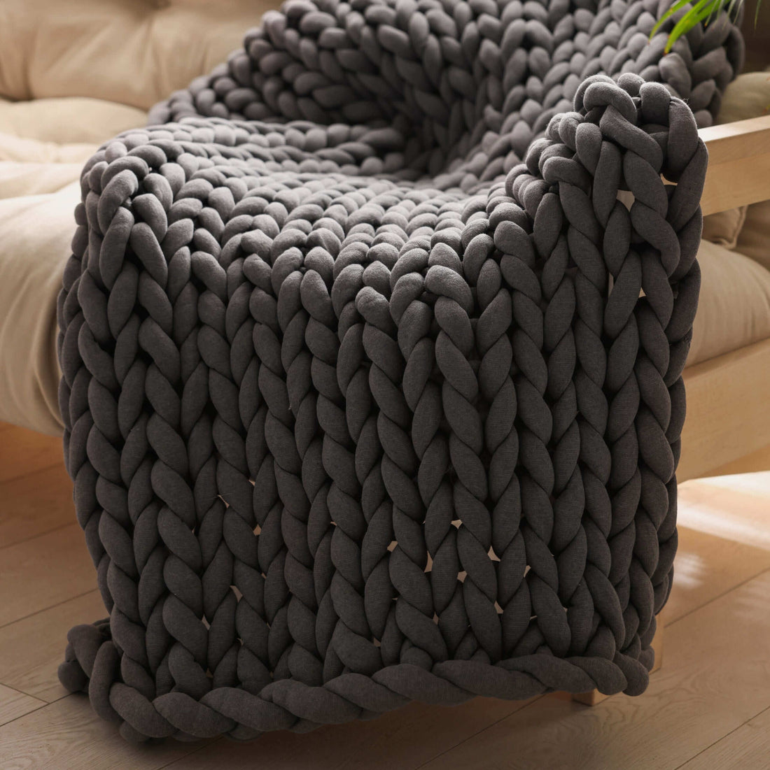 BloomKnit hand knit weighted blanket