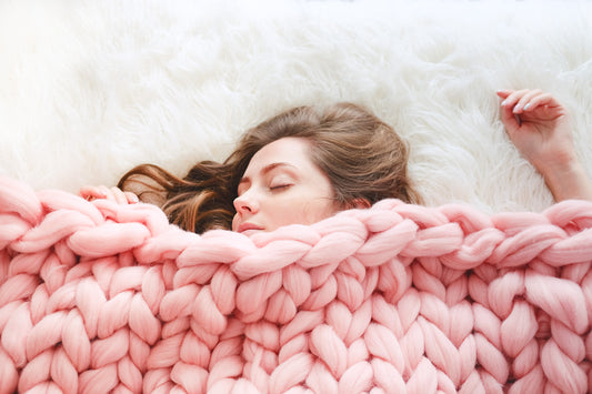 Cotton Chunky Weighted Blanket for Anxiety and Restful Sleep - Blush - Blanket & Bloom