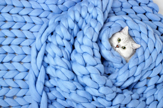 Cotton Chunky Weighted Blanket for Anxiety and Restful Sleep - Blue - Blanket & Bloom