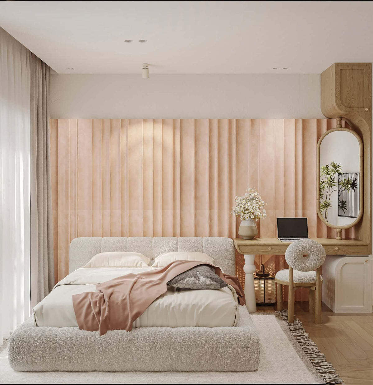 Organic cotton futon mattress on a platform bed